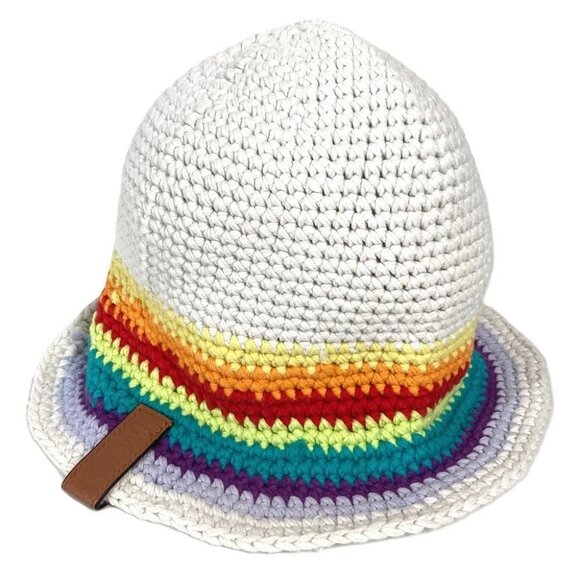 LOEWE knit Rainbow logo hat bucket hat bob hat cotton Multicolore/White main image 11
